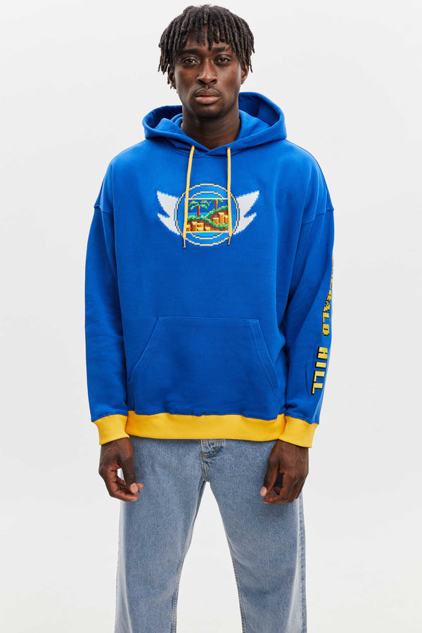 Emerald Hill Badge Hoodie Blue - BRICKTOWN x SONIC THE HEDGEHOG ™