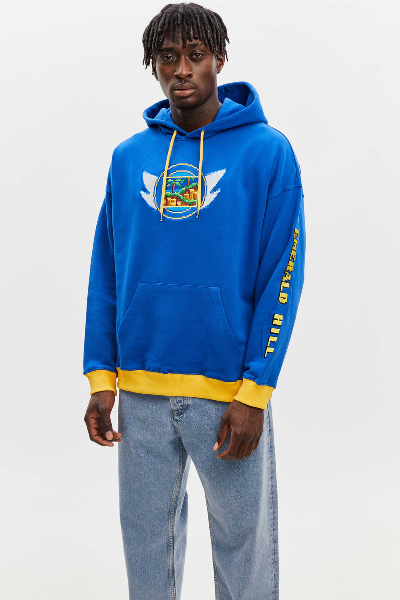 Emerald Hill Badge Hoodie Blue - BRICKTOWN x SONIC THE HEDGEHOG ™