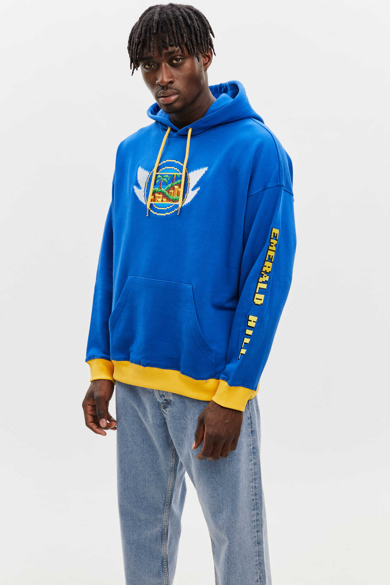 Emerald Hill Badge Hoodie Blue - BRICKTOWN x SONIC THE HEDGEHOG ™